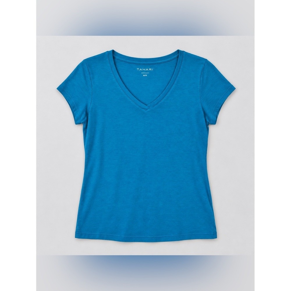 Tahari Essential T Shirt Medium Blue Capsule Beach Coastal